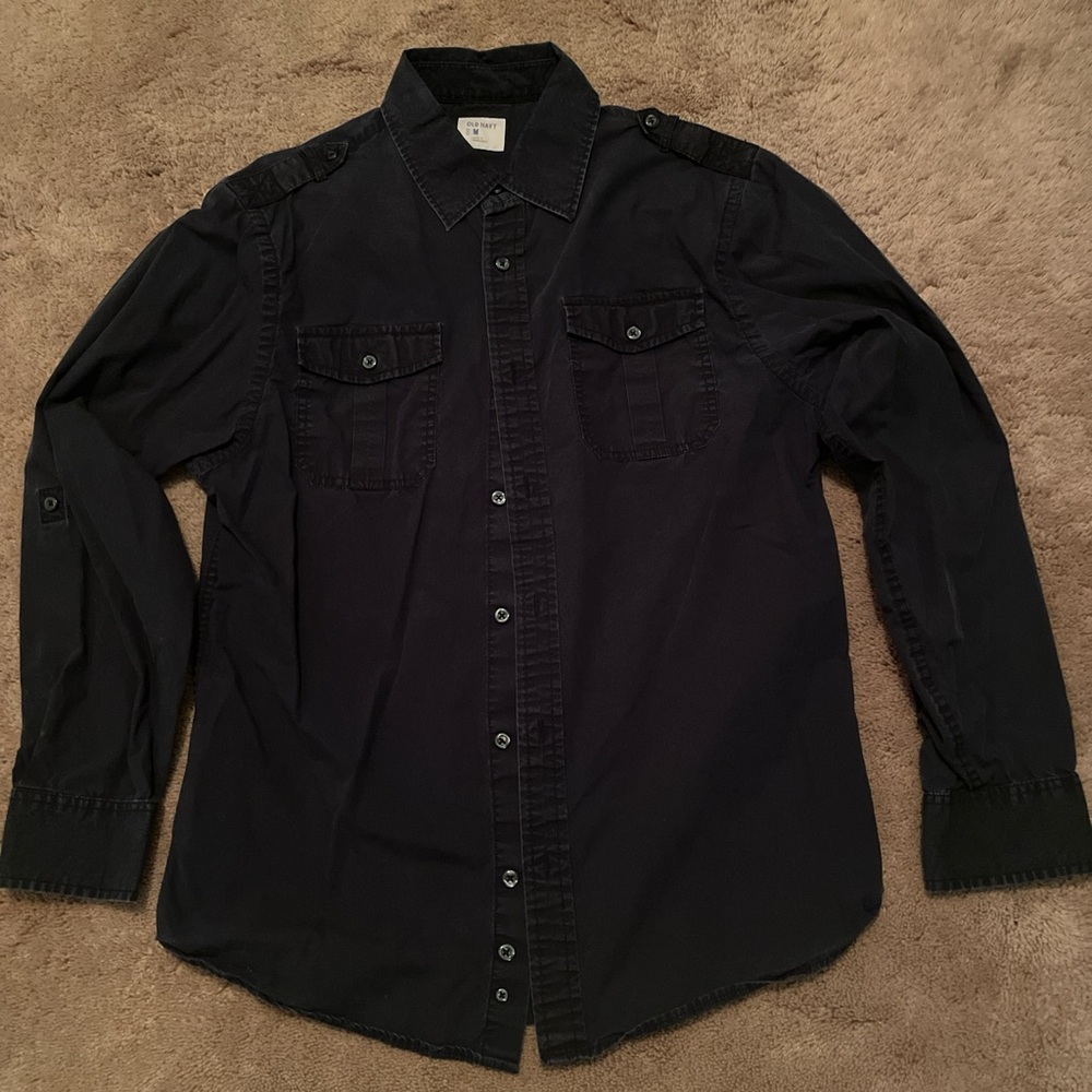 Old Navy Men's Black Casual Button-Down Shirt
